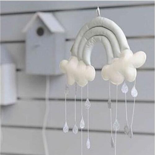3D Pink/Grey Baby Raindrop Nordic Rainbow Wall Decoration Ornament Cloud Toys Tent Hanging Mobile for Nursery Kids Room Decor