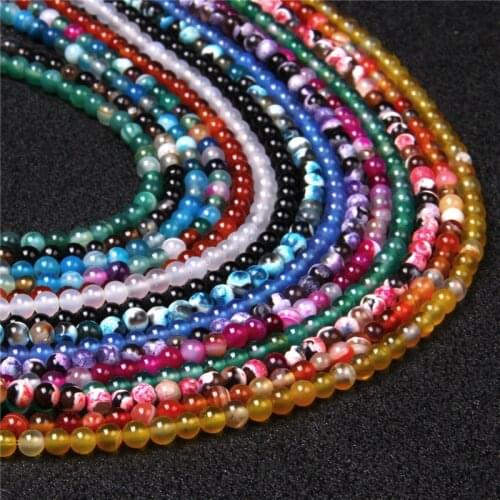 4mm Stripe Agates Beads Gems Round Polished Natural Agat Loose Spacer Beads for Jewelry making DIY Handmade Accessories 15"