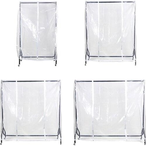 4X7B Clear Waterproof Dustproof Zip Clothes Rail Cover Clothing Rack Cover Protector Bag Hanging Garment Suit Coat Storage