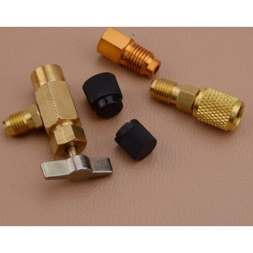 5pcs 1/4SAE 1/2" ACME-LH Refrigerant Special Can Bottle Tap Valve Adapter Fitting Kit Fit for R1234yf R134a R12 Replacement