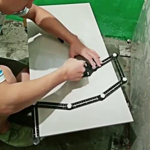 6 Folding Ruler Tile Hole Positioning Multi Template Angle Rulers w/ Drill Guide for Puncher Carpentry