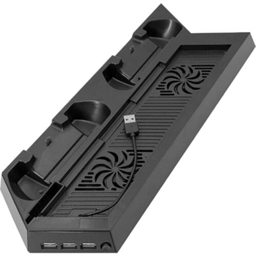 652E Dual Charger Station Cooling Fan Compatible with PS4 Console Vertical Stand with USB HUB Port Game Accessories