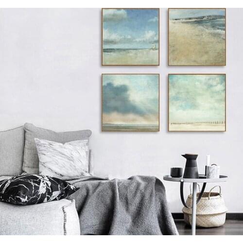 Minimalist Abstract Beach Lighthouse Reflection Poster Prints Canvas Painting Picture Living Room Home Nordic Decorative Sticker