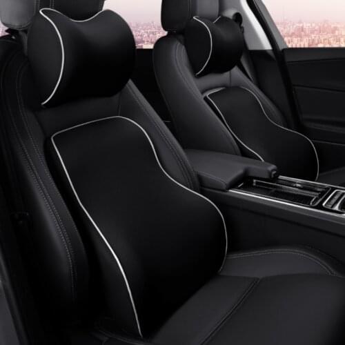 KKYSYELVA Car Auto Seat Supports Back Cushion And Headrest Neck Pillow Memory Foam Lumbar Back Support Driver Spine Pain Pillow