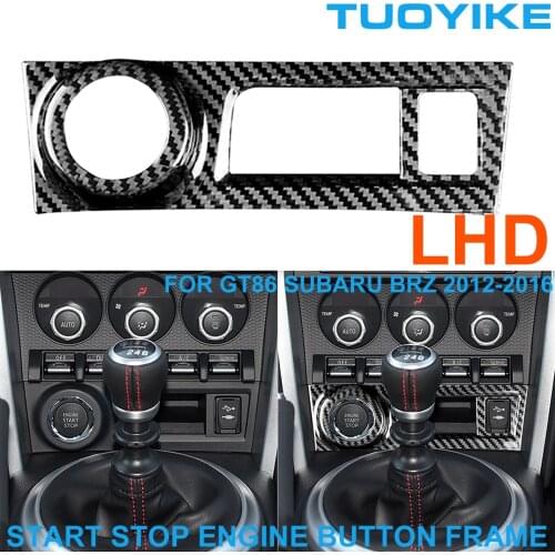 LHD Car Styling Real Carbon Fiber Interior Start Stop Engine Button Frame Cover Trim Panel For Toyota GT86 Subaru BRZ 2012-2016