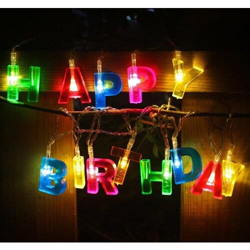 Free shipping 3V 2AA transparent battery box LED string lights Happy birthday party LED light can be customized