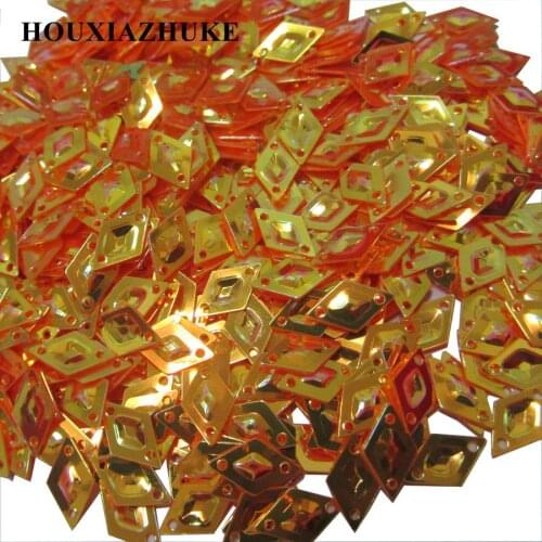 6*11 mm shining orange loose rhombus pvc sequin with hole 1200 pcs per lot for dress appliques decorations