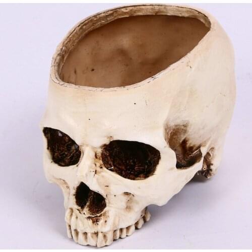 Human Skull Flower Pot Planter Ashtray Fruit Plate Storage Container Multifunction Skeleton Crafts Halloween Party Desktop Decor