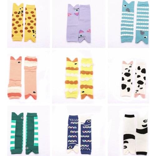 Baby Leg Warmers Newborn Knee Pads Kids Safety Crawling Socks Toddler Cotton Knee Protector Boy Girls Cartoon Sock Autumn Winter