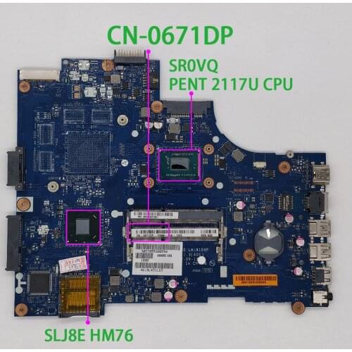 For Dell Inspiron 15R-3521 5521 CN-0671DP 0671DP 671DP LA-9104P w 2117U CPU Laptop Motherboard Mainboard Tested