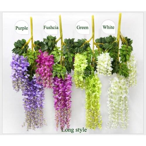 F-shipping High quality 110cm 4 colorsWisteria string violet silk flower vine wedding decorations party or hotal decorations