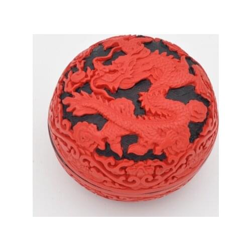 Exquisite Chinese Traditional Technology Red Lacquerware Dragon Auspicious Jewelry Box