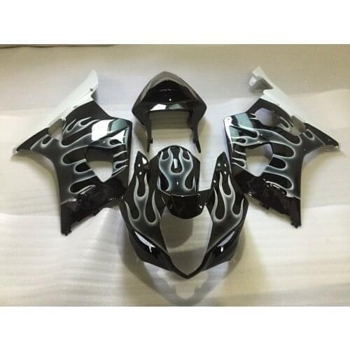 Injection Mold Fairing kit for GSXR1000 03 04 GSXR 1000 GSX-R1000 K3 2003 2004 White flames black Fairings set SD70