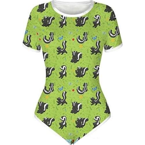 Little for big adult Bodysuit ddlg Girl Clothing Onesie Snap Green squirrel print Crotch Romper Pajamas