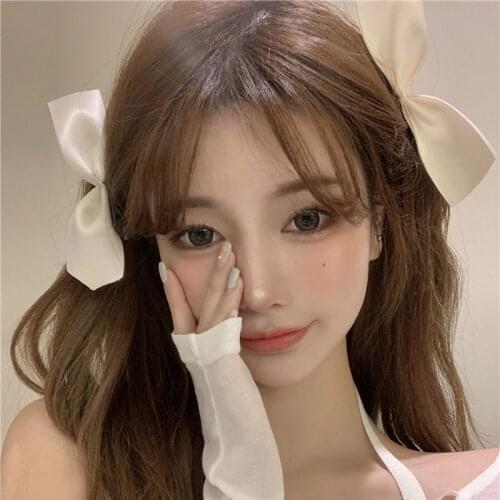 Cute Sweet Designs Hair Clips Couples Satin Bow Knot Hairpins Set Kawaii Korea Style White Black Side Hair Clips