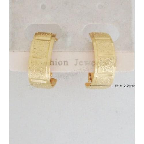 CUTE CARVED BAND WIDTH 6MM 0.24INCH - YELLOW GOLD GP - GOLD COLOR OVERLAY STUD EARRING
