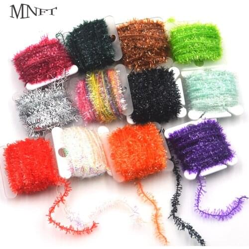MNFT Free Shipping Wholesale 10Colors 20Cards 200m/Lot Fly Fishing Tinsel Chenille Streamer Lures Material Crystal Flash Line