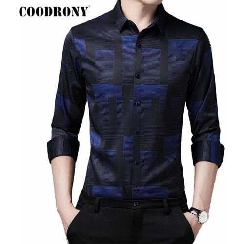 COODRONY Brand Spring Autumn New Arrival High Quality Fashion Pattern Long Sleeve Casual Shirt Men Business Dress Clothing C6188