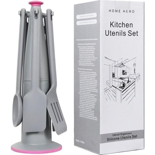 6 piece Silicone Cooking Utensils Set Non-Stick Pan Baking Tools Kitchenware Spatula Spoon Food Tongs Kitchen Kit