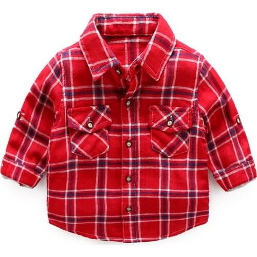 2020 new Boy girl shirt spring autumn baby lattice tops Childrens clothing Long sleeve tees kids clothes Square fashion Blouse