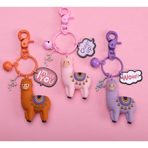 New Qualitied Original cartoon Lamb cute Luck Zodiac Alpaca keychain key ring Simulation Animals Pendant Jewelry Birthday gift