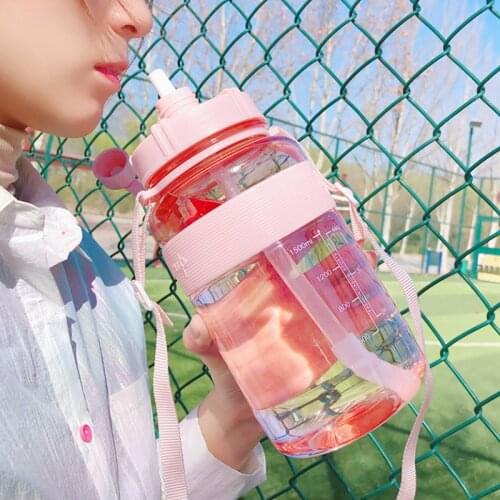 Large Capacity Water Cup With Straws Portable Bottle Gym Fitness Outdoor Sports Mountain Bike Water Bottles Drop Resistant Cups