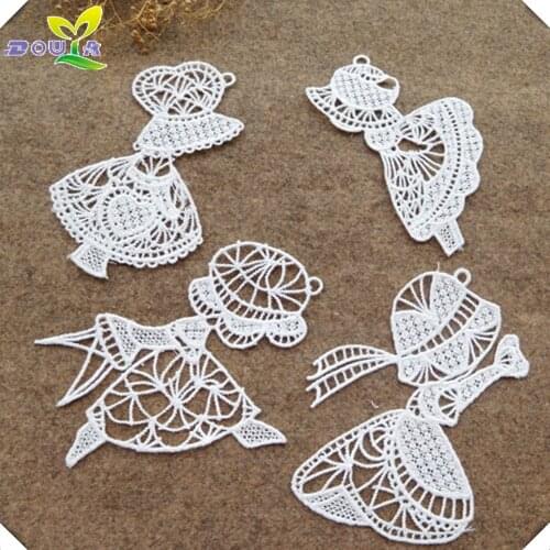 Fine white water dissolving and hollow figure Princess pure cotton paste DIY clothes package baby clothes decoration accessories