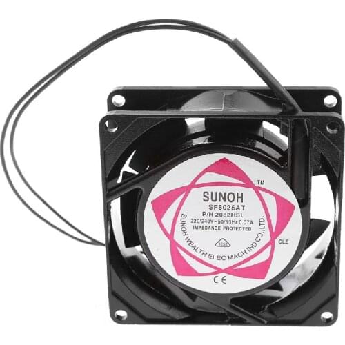 SF8025AT 2082HSL 8025 80mm Sleeve Bearing 220-240V AC 2-Wire Case Cooling Fan