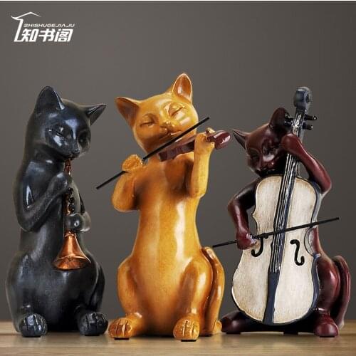 Craft Table Figurines Animal Luxury Cute Nordic Vintage cat Figurines Design Resin Accessori Casa Bedroom Decoration DM50GT