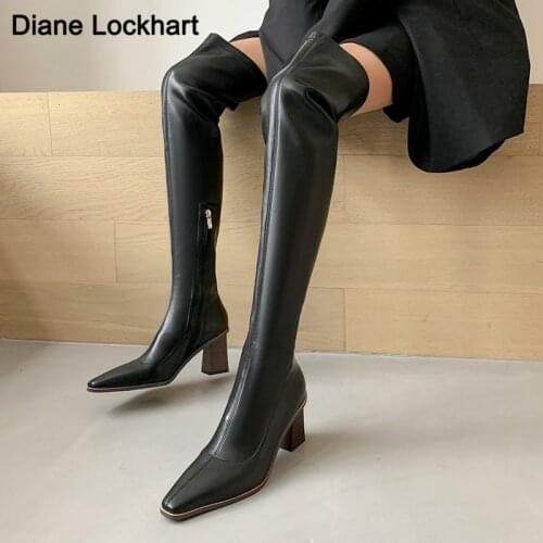 2021 Sexy High heels Over the Knee High Boots Stretch Thigh high boots Autumn Winter Microfiber Thigh Boots zapatos de mujer