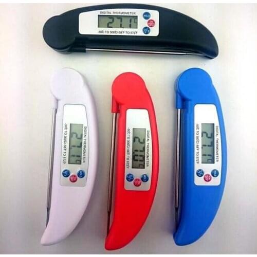 100pcs Digital LCD Food Thermometer Probe Folding Kitchen Thermometer BBQ Meat Oven Water Oil Temperature Test Tool#4901