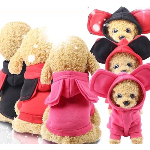 Warm Thick Clothes Pet Dog Big Ear Clothes Cartoon Wweater Hoodies for Small Medium Dogs Puppy Outfit Four Legs Pets Dog Clothes