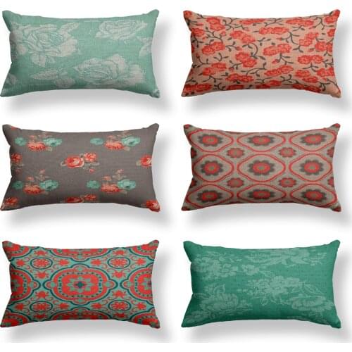 Vintage Flower Home Decor Pillow Covers Bohemia Pillow Case 30*50 Green Decorative for Living Room Linen Cushion Cover
