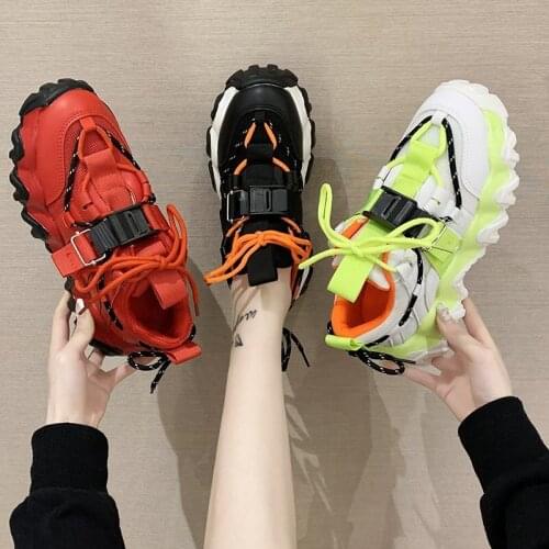2021 Womens Chunky Sneaker Thick Bottom Platform Vulcanize Shoes Fashion Breathable Casual Running Shoe Woman Female Daddy shoe