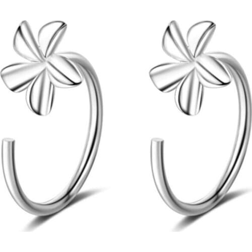 KOFSAC Fashion 925 Sterling Silver Earrings For Women Simple Five Petals Flower Earrings Plain Flowers Small Fresh Ear Ornaments