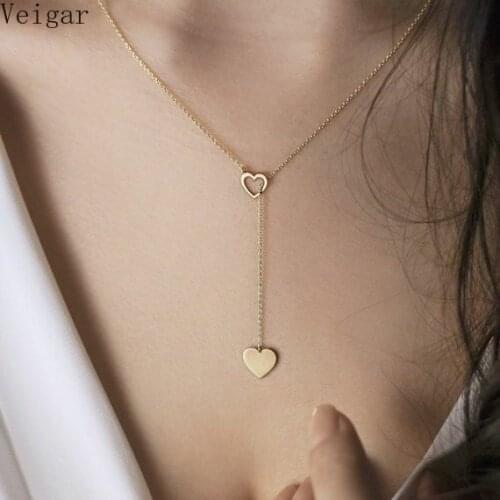 Heart Love Pendant Y Shape Necklaces Female 2018 Fashion Jewelry Simple Ladies Party Necklace Gold Silver Color