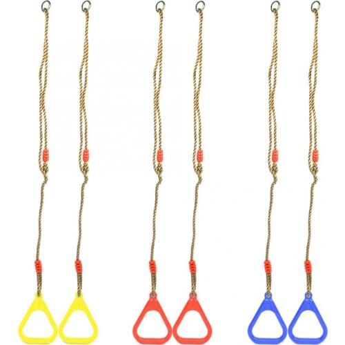 1 Pair Children Gym Ring Adjustable Children Swing Gym Fitness Exercise Sports Hanging Ring with Rope Fitness Equipment