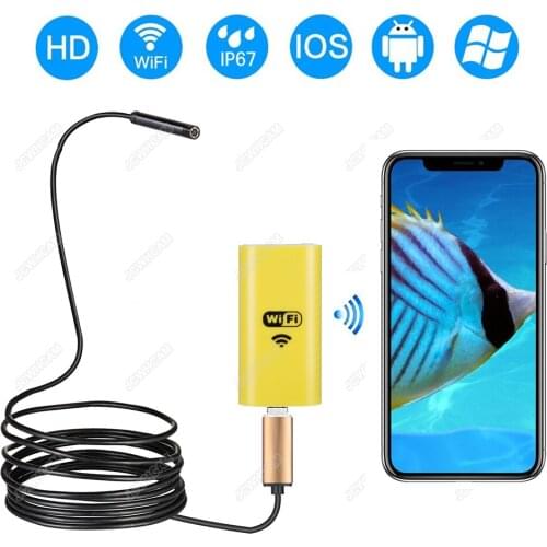 2MP 720P WiFi Endoscope 8mm 1/2/5/10M 1280*720 HD Borescope Inspection Camera with 6 pcs LED For Android iOS PC
