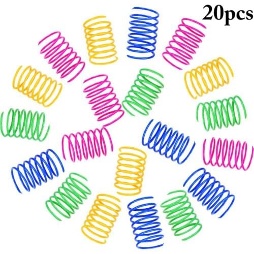 20Pcs Cat Spring Toy Plastic Colorful Coil Spiral Springs Pet Action Wide Durable Interactive Toys muelle gato Pet Favor Toy