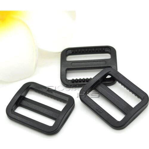 50pcs/lot 1" Black Plastic Slider Tri Glide Adjustable Buckles Webbing Size 25mm