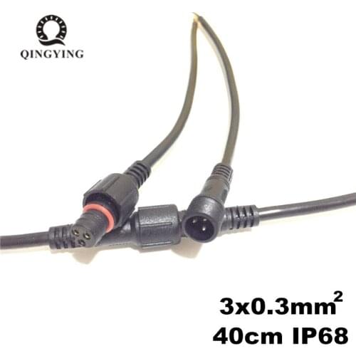 5 Pairs Black Waterproof Connector 3Pin 40cm total With Wire Cable Female And Male Plug Adapter For Lightiing