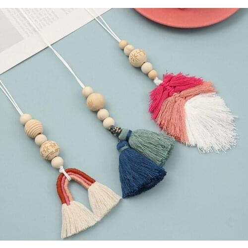 4 Pcs/Set Baby Gym Frame Pendant Knitting Rainbow Tassel Wooden Ring Teether Rattle Infants Newborn Teething Nursing Molar 69HE