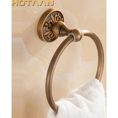 Bathroom Towel holder, Solid Aluminium Wall-Mounted Round Antique Brass Towel Ring ,Towel Rack Classic Bathroom Accessories