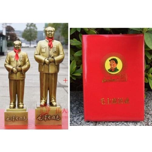 Home OFFICE TOP Decor ART # CHINA GREAT leader Mao Zedong Chairman Mao Decoration bronze sculpture statue + Collection of book