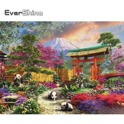 EverShine Diamond Embroidery Panda Cross Stitch Diamond Painting Animal Picture Of Rhinestones Mosaic Needlework Decor For Home