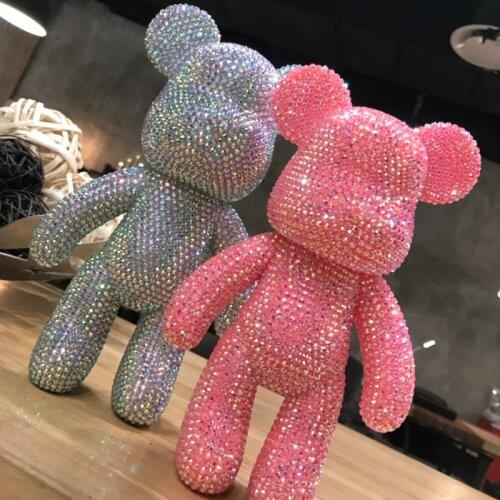 Big All Rhinestones Gloomy Bear Height 23cm Animal Figures DIY Handmade Sparkling Popobe Bomgom Bears Doll Home Anime Decor