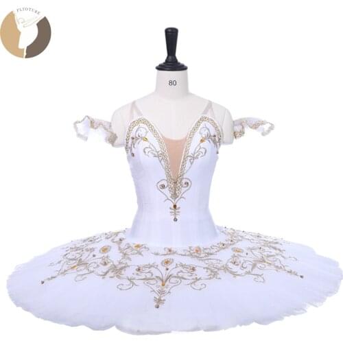 FLTOTURE Adult Professional Stage Costumes White Tutu Dress 10 Layers Pancake Platter Skirts Ballet Paquita in The Nutcracker