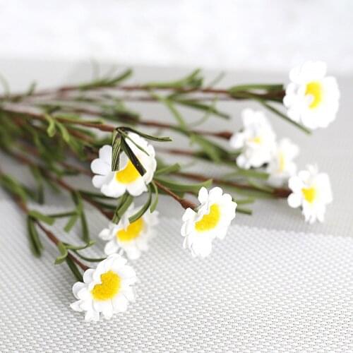 8 Heads Artificial Silk Fake Flowers Leaf Daisy Wedding Floral Decor Bouquet Home Desk Decoration Fake Flower Plants Bouquet