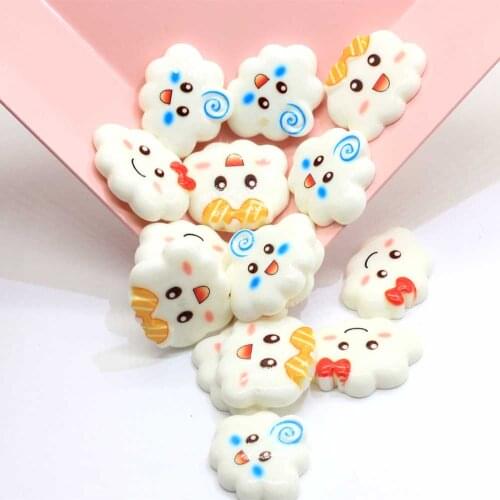 22MM Little Happy Face Clouds Cabochons Resin Flatback Happy White Cloud Craft Flat Back Resin Cloud With Smile Craft