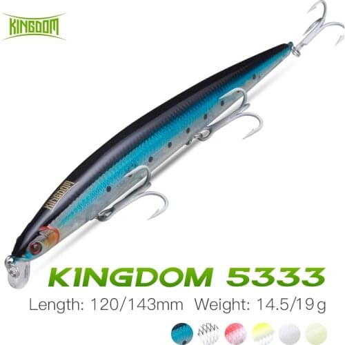Kingdom Minnow Fishing Lure 120mm 143mm Floating Seawater & Freshwater Swimbait Fishing Wobbler For Trolling Seabass Carp Pesca